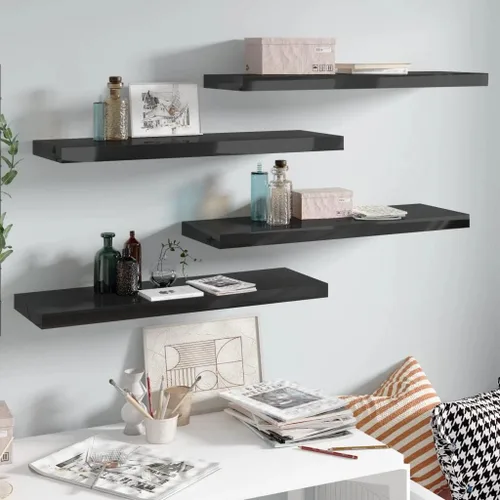 Miniatura 75 de Estantes flotantes de pared, juego de 4 estantes decorativos para montar en la pared, estante colgante con soportes invisibles para decoración