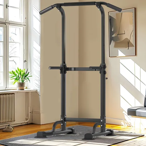 Miniatura 8 de Power Tower - Estación de barra de dominadas, estación de inmersión estable de 400 libras para equipo de entrenamiento de fuerza de gimnasio