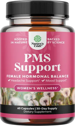 Suplemento de apoyo para el síndrome premenstrual para mujeres – Equilibrio hormonal para mujeres y molestias menstruales con DIM, Chasteberry,
