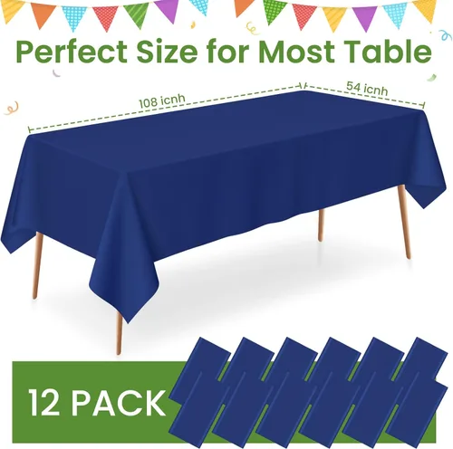 Miniatura 231 de Paquete de 6 manteles de plástico desechables azules y blancos a cuadros, manteles de plástico azules para fiestas, 54 x 108 pulgadas impermeables