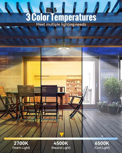 Miniatura 2 de Luz solar para interiores y exteriores, 3000 lm, luz solar para cobertizo con diseño de rotación, impermeable, 5 modos