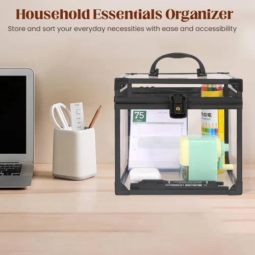 Miniatura 6 de Caja de corona, estuche de maquillaje transparente, organizador de cosméticos, gran capacidad de acrílico transparente para artistas, vitrina