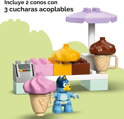 Miniatura 5 de LEGO DUPLO Bluey Ice Cream Trip with Bluey - Juguete para niños pequeños, niños y niñas de 2+ años - Incluye figura y puesto de helados - Juguete