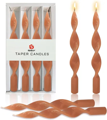 Miniatura 9 de Velas cónicas en espiral color naranja, velas torcidas de 8 pulgadas, 5 horas, sin perfume, hechas a mano, juego de 4 velas giratorias para boda