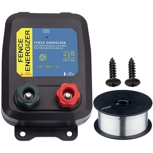 Energizador de Cerca Eléctrica Plus 250, Cargador de Cerca Eléctrica y Alambre de Aluminio de 17 Calibres con Bobina PE2 0.10 Joule, Cargadores de