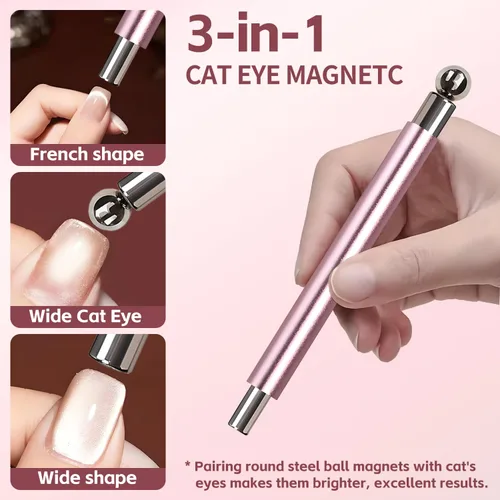 Miniatura 2 de Juego de 4 imanes de ojo de gato – Imán de ojo de gato negro para principiantes con imanes de uñas de corazón para arte de uñas, imán para esmalte