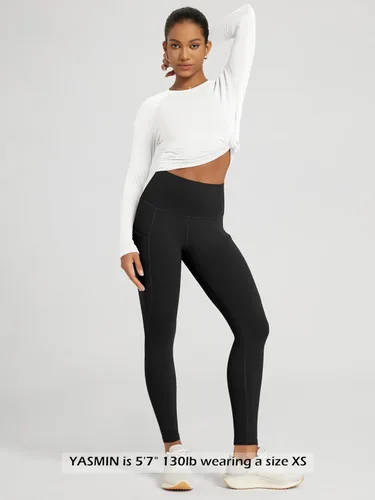 Miniatura 3 de ODODOS - Leggings de yoga de cintura alta para mujer con bolsillos, pantalones de yoga deportivos con control de abdomen, no se transparentan