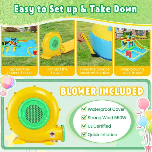 Miniatura 6 de AKEYDIY Bounce House - Tobogán acuático inflable gigante para niños grandes de 8 a 12 años y de 3 a 10 años, casa de rebote con tobogán de agua