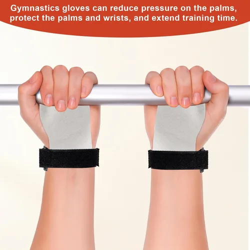 Miniatura 4 de 2 pares de agarres de mano de gimnasia, equipo de gimnasia para niños, juegos de pulseras de gimnasia, guantes de agarre de barra de gimnasia