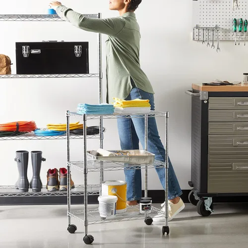 Miniatura 2 de Amazon Basics Amazon Basics 3 Shelf Heavy Duty Shelving Storage Unit On 2 ' Wheel Casters Metal Organizer Wire