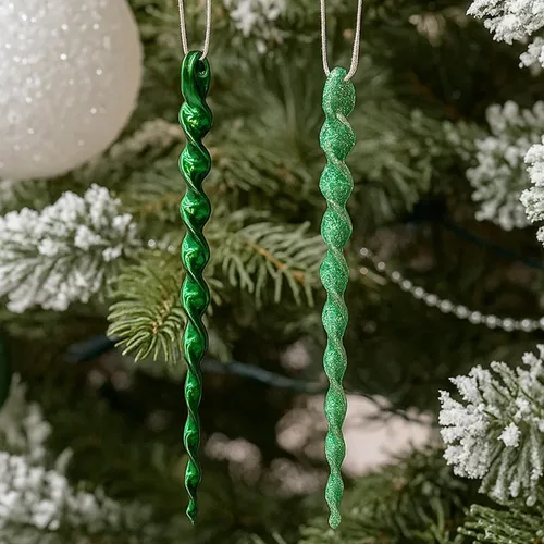 Miniatura 5 de Adornos de Navidad verdes – Juego de 32 piezas de decoraciones de plástico inastillables para árbol de Navidad, 16 bolas de nieve con purpurina