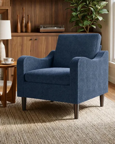 Miniatura 12 de LEVELEVE Silla con brazo Accent – marrón claro, silla de lectura cómoda tapizada para sala de estar, dormitorio, apartamento, sala de espera