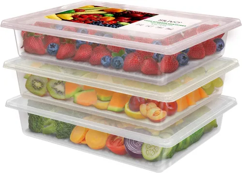 SILIVO Contenedores de almacenamiento para refrigerador (paquete de 3) - 2.5L con bandeja de drenaje para mantener frescas las verduras, frutas y