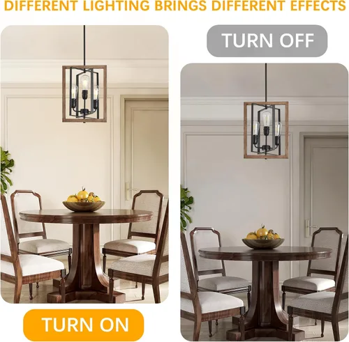 Miniatura 6 de Candelabro de 3 luces para entrada, moderna lámpara de granja para vestíbulo, dormitorio, luces colgantes rústicas para comedor, sala de estar, isla