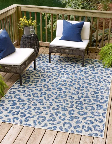 Miniatura 40 de Unique Loom Outdoor Safari Collection Alfombra de área - Leopardo (4 pies 1 pulgada x 6 pies 1 pulgada rectangular, gris claro/gris)
