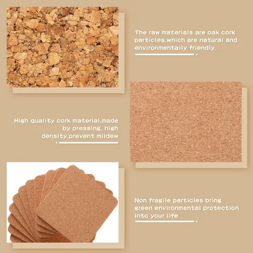 Miniatura 3 de 60 salvamanteles cuadrados de corcho de 4 x 4 x 0.2 pulgadas, posavasos de corcho para bebidas, absorbentes para macetas, salvamanteles de barra