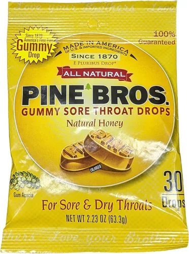 Pine Bros - Gotas de miel para adultos, pastillas suaves para la garganta con miel para comodidad de garganta, textura de caramelo natural, sin