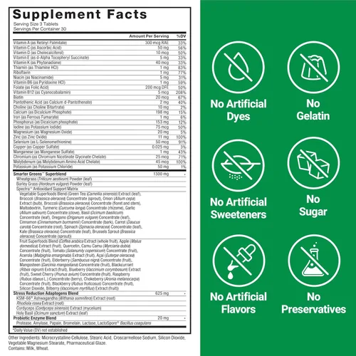 Miniatura 5 de Force Factor Smarter Greens Tabletas, suplemento de verduras con más de 25 superalimentos y antioxidantes para mejorar la digestión, reducir