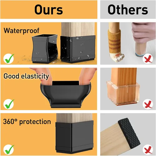 Miniatura 5 de Protectores de suelo rectangulares de 3/4 x 1.5 pulgadas para patas de silla, almohadillas antideslizantes para muebles, suelos de madera dura