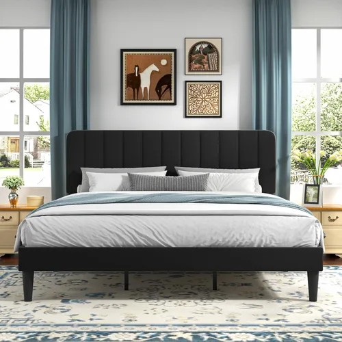 Miniatura 37 de VECELO Marco de Cama Tapizada Tamaño Full con 4 Cajones y Cabecero, Marco de Cama Plataforma de Almacenamiento de Terciopelo, Soporte de Listones
