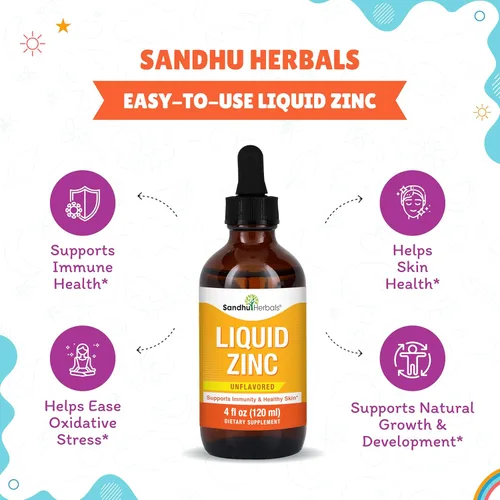 Miniatura 5 de Gotas de zinc líquido para niños, niños pequeños, bebés y adultos Paquete grande sin sabor de 4 onzas líquidas Suplementos de sulfato de zinc