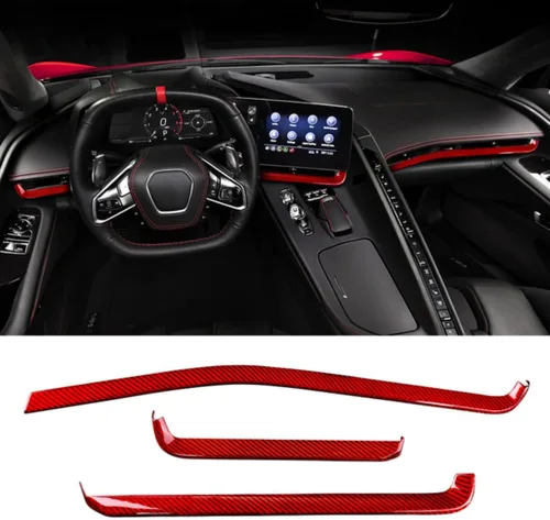 Miniatura 10 de CHEAYAR Cubierta de panel de consola central compatible con Corvette C8 2020 2021 2022, borde de panel de fibra de carbono real, calcomanía