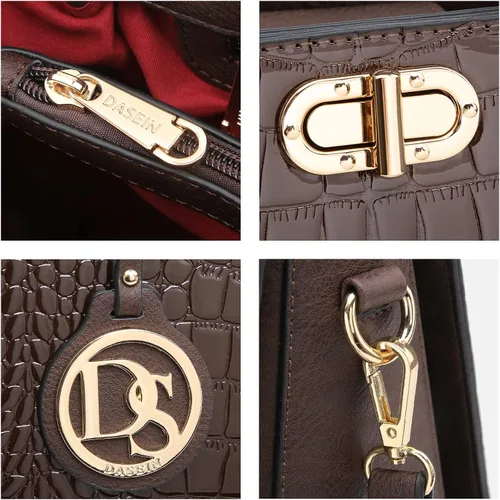 Miniatura 6 de Dasein Bolsos de mano para mujer, bolsos de mano con asa superior, bolsos de trabajo, bolsos de hombro con embrague a juego, juego de 2 piezas