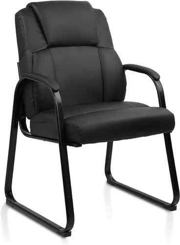 Miniatura 11 de CLATINA Silla de invitados de cuero, silla de mesa de conferencias de recepción con reposabrazos acolchados, sillón estacionario para sala de espera
