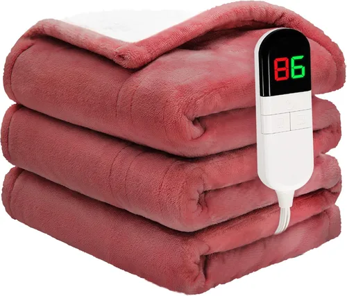 Miniatura 10 de Manta eléctrica individual de 62 x 84 pulgadas – Manta eléctrica suave y acogedora de primera calidad con 6 niveles de calefacción, manta Sherpa