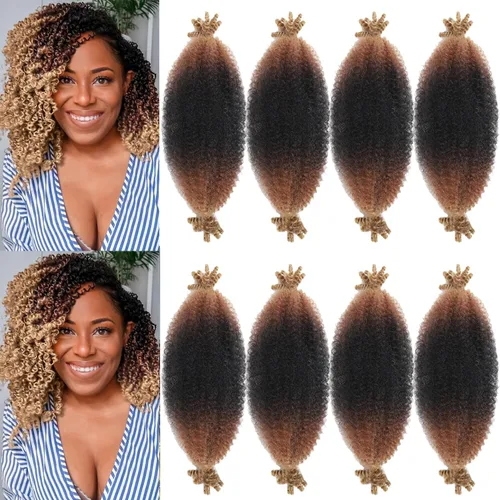 Miniatura 29 de Cabello Spring Twist Pre-Esponjado Color 4 Cabello Afro de Giros Elásticos 8 Paquetes Cabello Marrón Marley Twist para Trenzado para Locs de Marrón