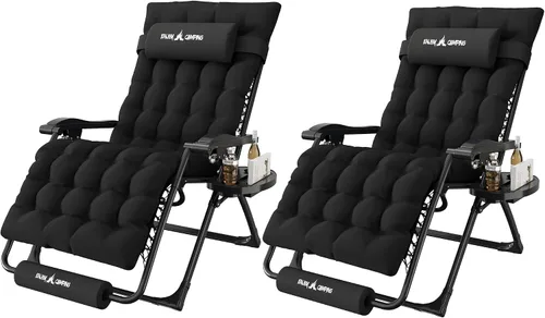 Amopatio Silla de gravedad cero de gran tamaño, silla reclinable de 29 pulgadas de ancho, con bloqueo y reposapiés mejorados, soporte para tazas,