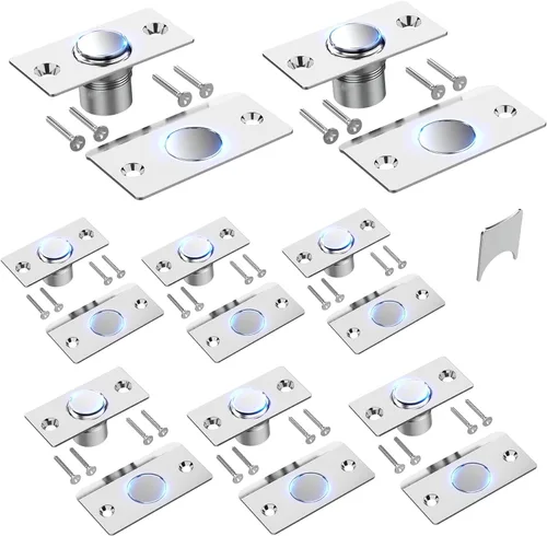 Miniatura 14 de Mousike Accesorios para atrapar bolas de puerta, cierre magnético oculto ajustable, placa de golpeo de acero inoxidable con fuerte succión, Negro
