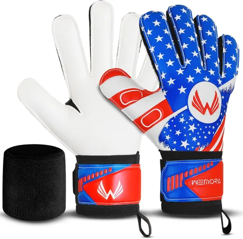 Miniatura 6 de Guantes de Portero de Fútbol Fingersave para Niños, Jóvenes y Adultos con Palma de Agarre Fuerte de 7.5MM, Espinas Flexibles en los Dedos Guantes