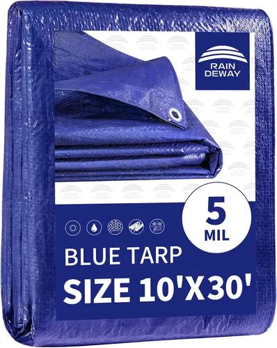 Miniatura 82 de RAINDEWAY Tarps - Lona impermeable de color azul de 4 x 16 pies de grosor, resistente a desgarros, multiusos, para techo, campamento, automóvil