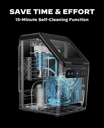 Miniatura 7 de Silonn Nugget Máquinas de Hielo para Encimera, Temporizador Máquina de Hielo de Guijarros con Hielo Suave Masticable, Máquina de Hielo de 44 libras