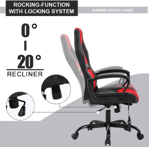 Miniatura 3 de Silla para videojuegos, sillón de oficina con masajeador, sillón de escritorio ergonómico, sillón de videojuegos de piel sintética y ajustable