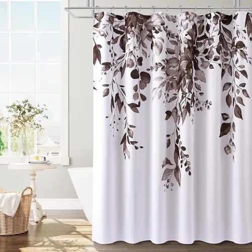 Miniatura 12 de BOODII Cortinas de ducha negras de 36 x 72 pulgadas, cortina de ducha de eucalipto de primavera para baño, cortina de baño con textura de flameado