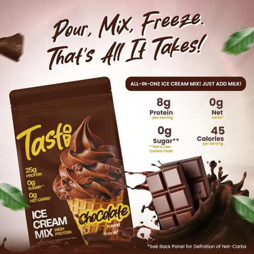 Miniatura 3 de TASTI Mezcla de Helado de Alta Proteína - Polvo de Helado de Chocolate Bajo en Azúcar - Hecho para Ninja Creami, Mezcla para Helado Suave con 27g