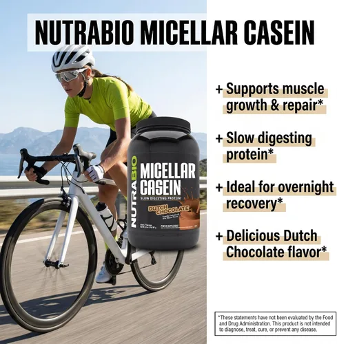Miniatura 2 de NutraBio Proteína en polvo de caseína, polvo de casien micelar, 0.88 onzas de proteína de digestión lenta, ayuda a mantenerte lleno, recuperación
