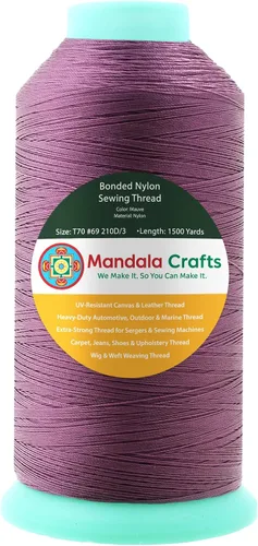 Miniatura 323 de Mandala Crafts - Hilo de nailon para coser cuero, tapicería, mezclilla y para trenzar el pelo; resistente, 1500 yardas, tamaño 69 T70 Marrón