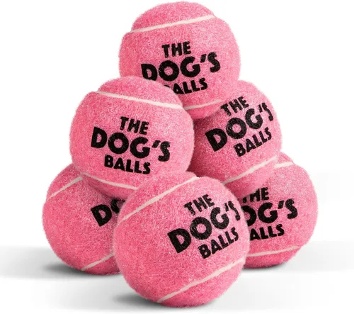 The Little Dog's Balls - Pelotas de tenis para perros pequeños y cachorros, color rosa, paquete de 6, pelotas de fieltro no abrasivas, núcleo de