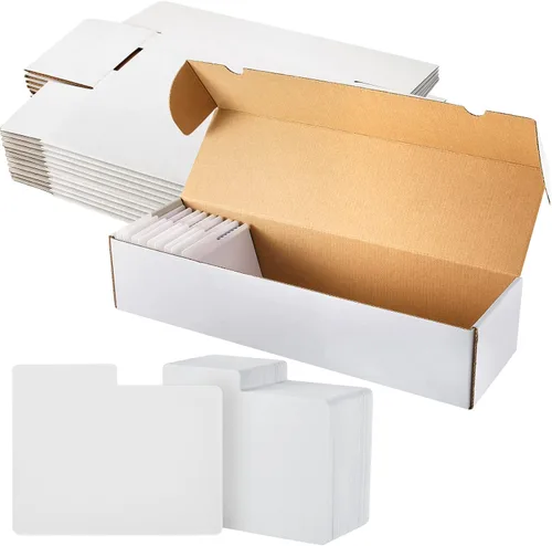 Faccito 12 cajas de almacenamiento de 800 tarjetas coleccionables de color blanco, organizadores de coleccionistas con 50 divisores horizontales,