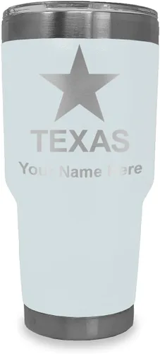 Miniatura 34 de LaserGram Vaso aislado al vacío de 20 onzas, bandera de Texas, grabado personalizado incluido (negro)