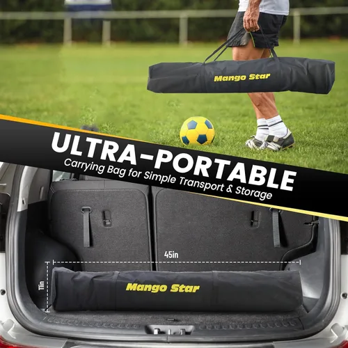 Miniatura 7 de MangoStar Portería de fútbol, 3,7 x 1,8 m con base metálica plegable, red de fútbol portátil para patio trasero, fácil de montar, red de fútbol