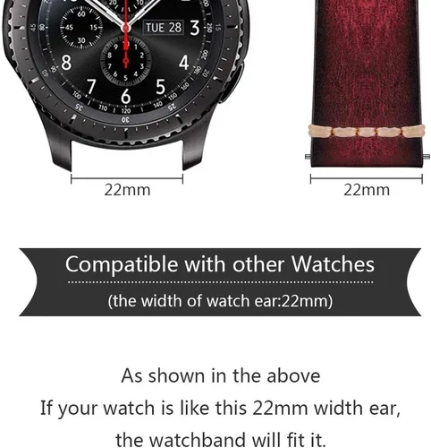 Miniatura 8 de MroTech Correa de 0.866 in compatible con Samsung Gear S3 Frontier/Classic/Galaxy Watch 1.811 in/Galaxy Watch 3 de 1.772 pulgadas, correa de Rojo