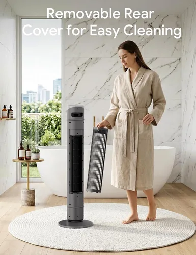 Miniatura 68 de ZAFRO Ventilador de torre inteligente para dormitorio, ventilador de torre oscilante de 120°, 28 pies/s de alta velocidad, 12 velocidades, 4 modos