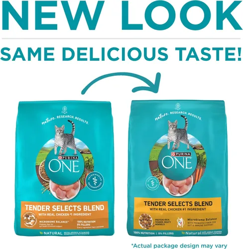 Miniatura 2 de Purina ONE Alimento seco natural para gatos, mezcla con pollo real, bolsa de 22 libras