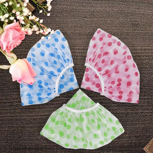 Miniatura 6 de 3 gorros de ducha, elásticos, reutilizables, impermeables, de plástico, para mujeres, mujeres, spa, salón de belleza (rojo, verde y azul)