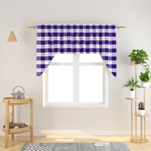 Miniatura 243 de Cenefas de cortina para ventana de 16 pulgadas de largo, 2 paneles de cuadros búfalo, cortinas pequeñas con bolsillo para barra, estilo clásico