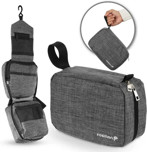 Fosmon Neceser de viaje colgante, organizador compacto de artículos de tocador, bolsa portátil de maquillaje cosmético, kit de afeitado de baño,